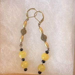 Handmade gold, black and bronze earrings with lever back